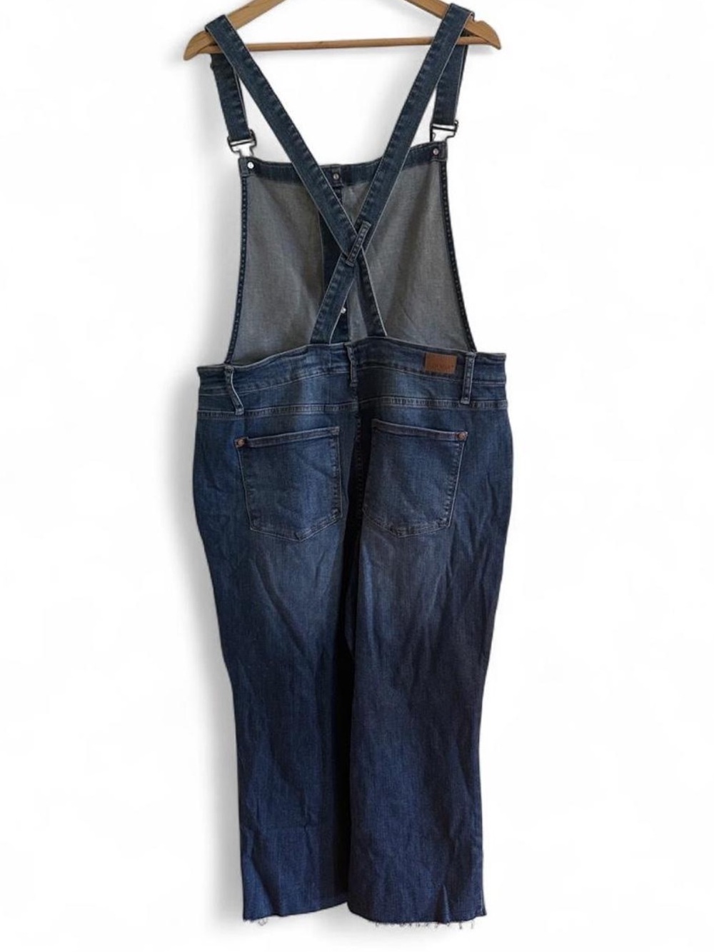 Judy Blue 3XL Wide Leg Crop Stretch Denim Overalls Plus Size Raw Hem Cottagecore - Picture 3 of 7